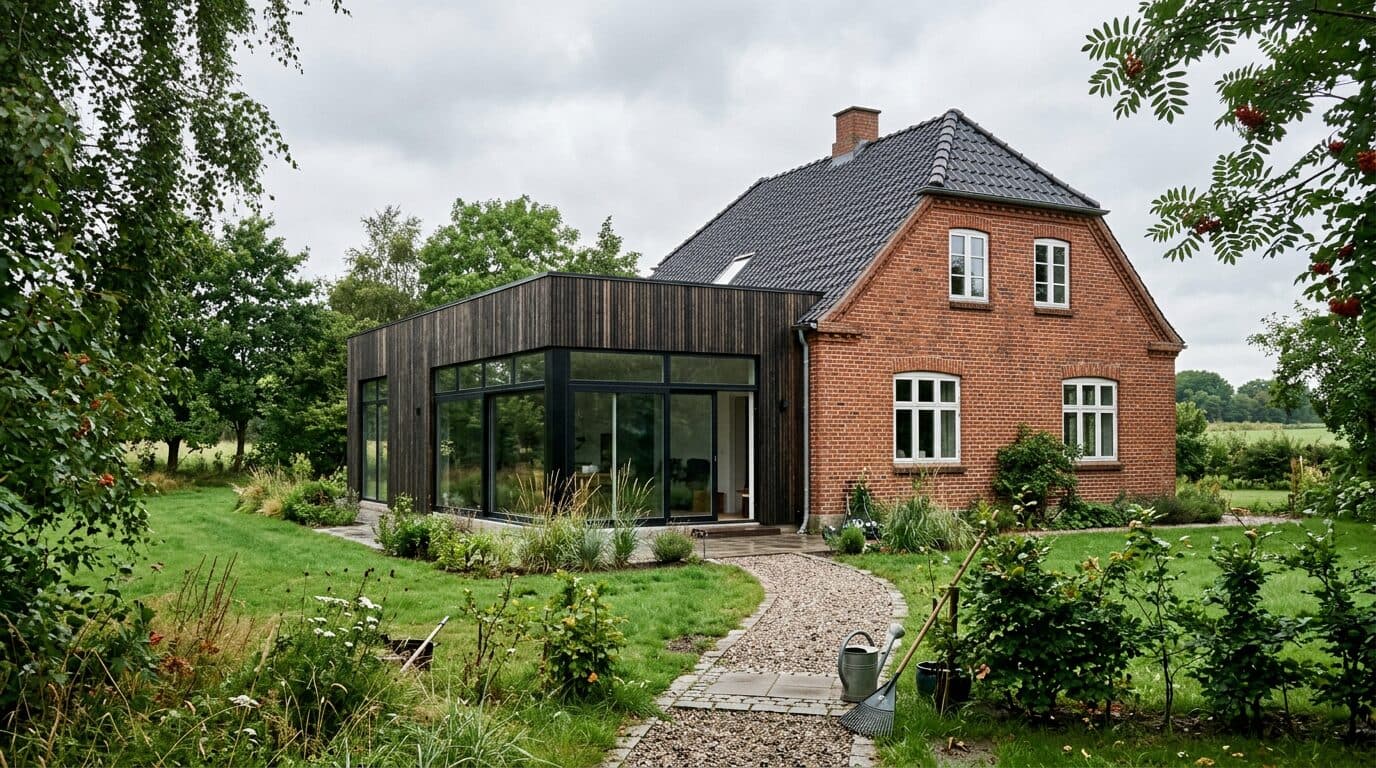 Moderne tilbygning i træ og glas – håndværk udført af tømrer på Sjælland